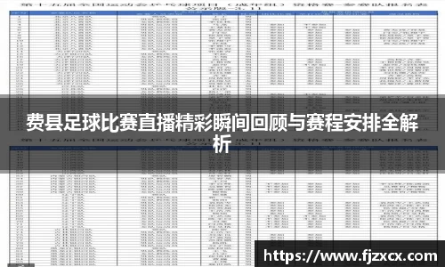 费县足球比赛直播精彩瞬间回顾与赛程安排全解析