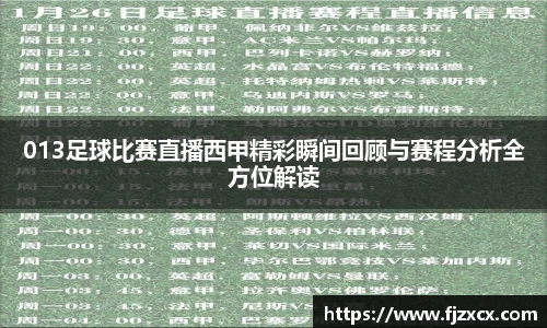 013足球比赛直播西甲精彩瞬间回顾与赛程分析全方位解读