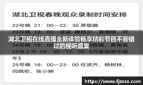 湖北卫视在线直播全新体验畅享精彩节目不容错过的视听盛宴